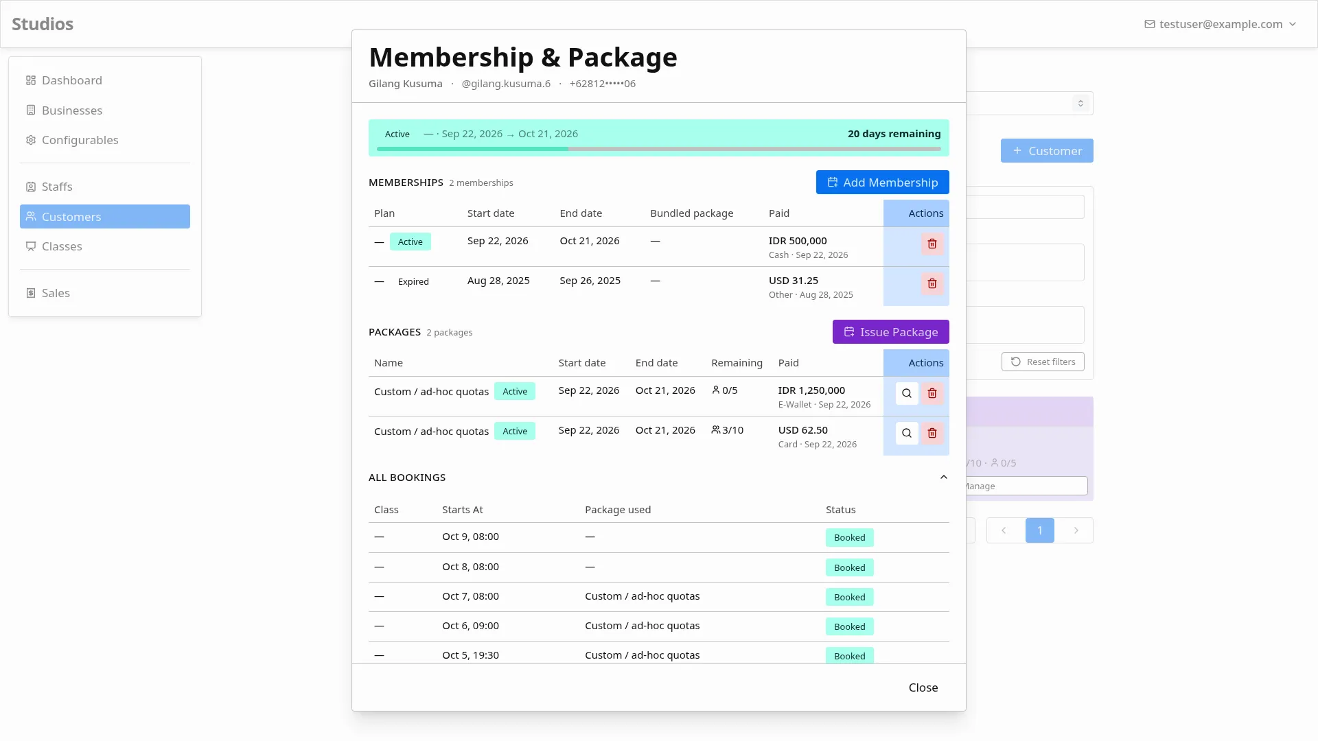Memberships & packages
